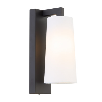 Ramla Black Wall Light with Ivory Fabric Shade