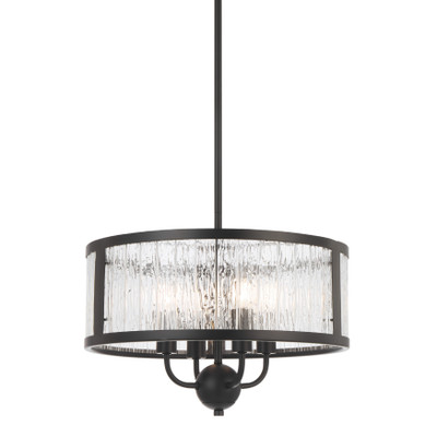 Illiniza 4 Light Textured Glass Pendant Chandelier - Black