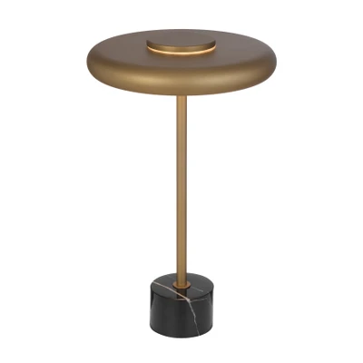 Esplana Black Marble Dimmable LED Table Lamp - Antique Brass