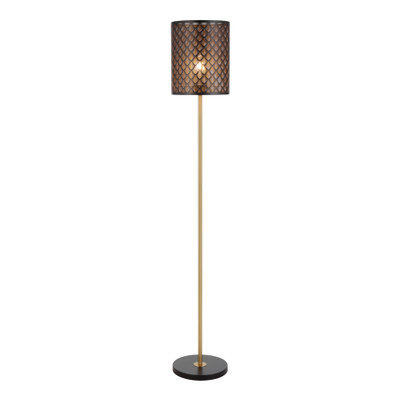Batavia Laser Cut Shade Antique Gold Floor Lamp - Black