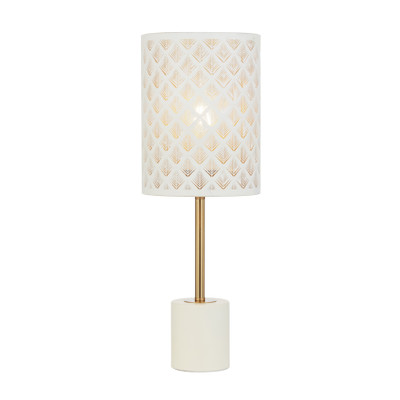 Batavia Laser Cut Shade Antique Gold Table Lamp - White