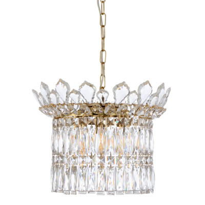 Lyskovo 6 Light Faceted Drum Crystal Chandelier - Gold