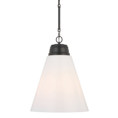 Abshir Opal Glass Cone Pendant Light - Matt Black