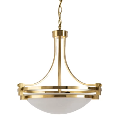 Rene 3 Light Satin Gold Alabaster Art Deco Pendant Light