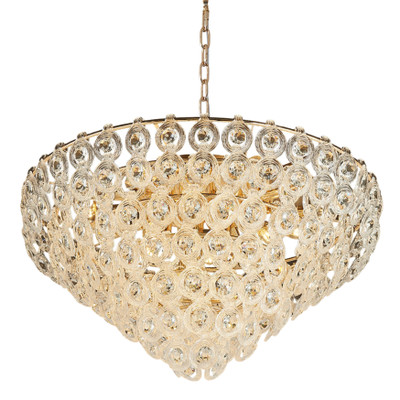 Huzi Acrylic Crystal Inverted Triangle Chandelier - Brass