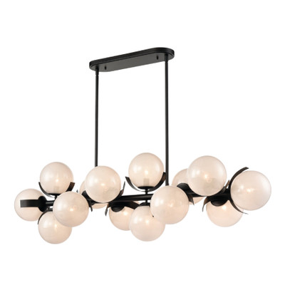 Emi White Glass Sputnik Linear Pendant - Black