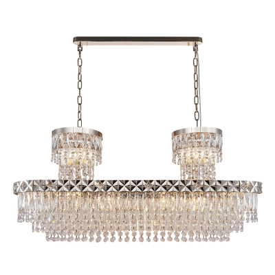 Zellan K9 Crystal Oval Chandelier - Shallow Gold