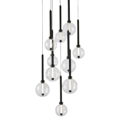 Meteor Ten Glass Orb Cluster Pendant Light - Black