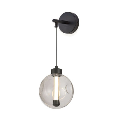 Meteor Single Glass Orb Wall Light - Black