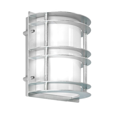 Stockholm IP54 Opal Glass Flush Wall Light - Galvanised