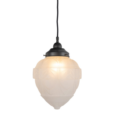 Asheville Frosted Glass Cord Pendant - Patina