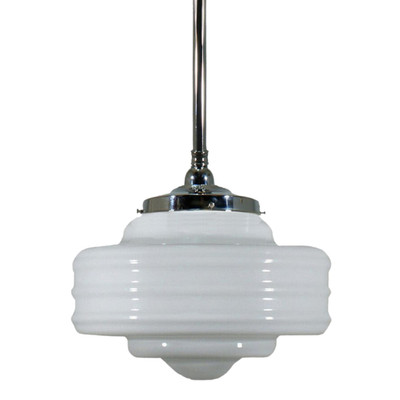 Detroit Gloss Opal Glass Rod Pendant - Chrome