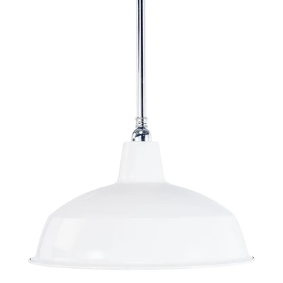 Warehouse Chrome Metal White Dome Rod Pendant
