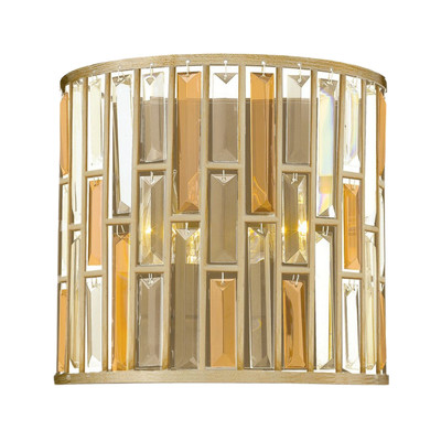 Gemma Amber Pearl Cut Flush Wall Light - Silver Leaf