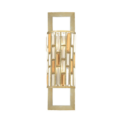 Gemma Amber Pearl Cut Long Wall Light - Silver Leaf