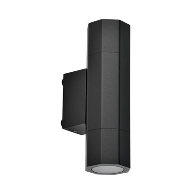 Bidoni IP65 Matt Black Octagon Up Down Wall Light