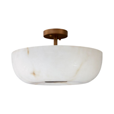 Jerez Alabaster Bowl Brushed Gold Close to Ceiling Light