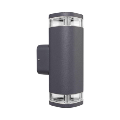 Glenelg IP65 Modern Twin Fixed Wall Light - Charcoal