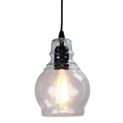 Grantham Clear Retro Plump Glass Pendant - Black