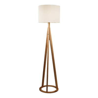 Lesoza Pine Tripod Floor Lamp with Drum White Shade