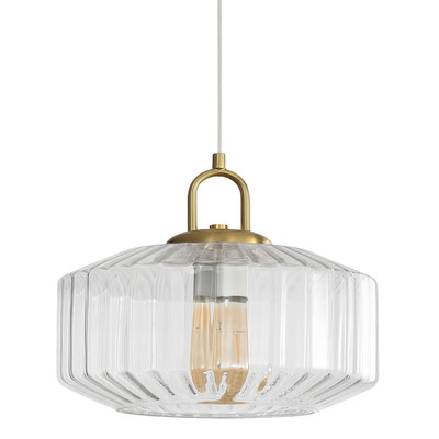Marcela Geometric Ribbed Glass Pendant Light - Clear