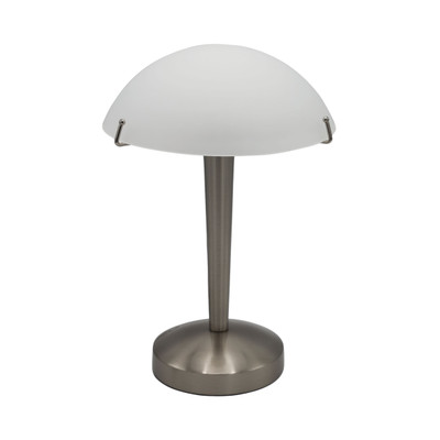 Penrith Brushed Chrome Glass Dome Touch Table Lamp