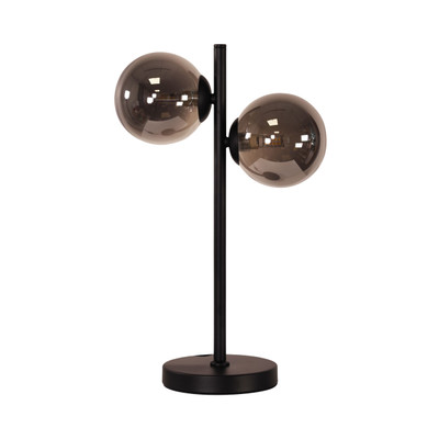 Vanini Twin Light Black Table Lamp - Smoke Glass