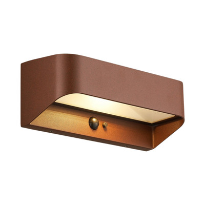 Marcellio IP54 Solar LED Wall Light with Sensor - Brown