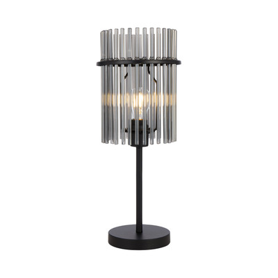 Quincy Smoke Glass Black Table Lamp