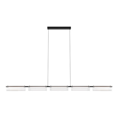 Giovanni Ribbed Glass Long 3CCT LED Pendant - Black