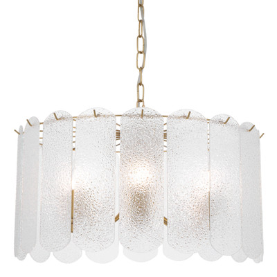 Nicosia 6 Light Textured Glass Pendant - Antique Gold