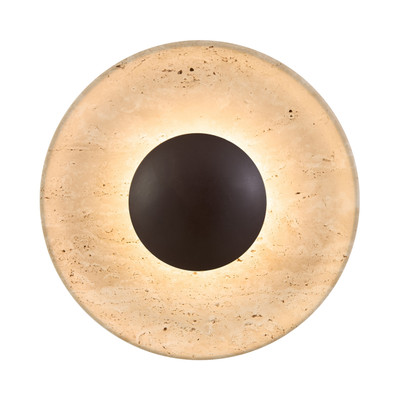 Rochford Beige Travertine Circular LED Wall Light