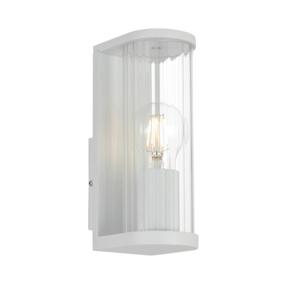 Taranto IP44 Ribbed Glass Wall Light - White