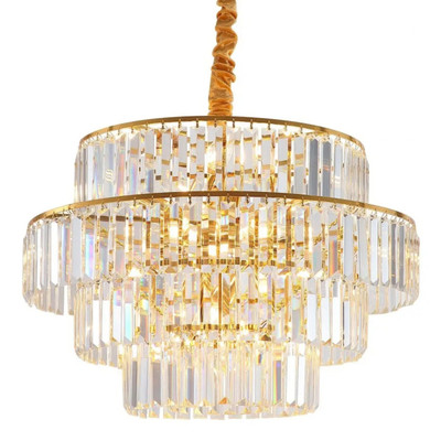 Chloe 12 Light Tiered Clear Glass Crystal Gold Chandelier