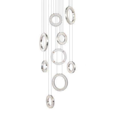 Luna Nine Crystal Ring Chrome 3CCT LED Cluster Pendant