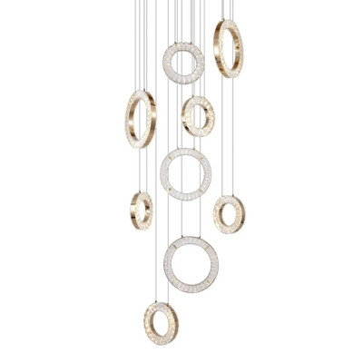 Luna Nine Crystal Ring Gold 3CCT LED Cluster Pendant