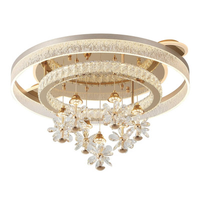 Myra Floral Crystal Tiered Ring Ceiling Light - Gold