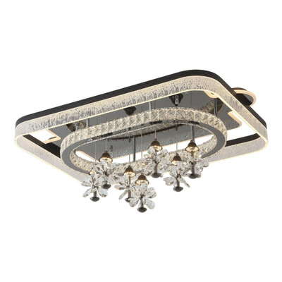 Priya Floral Crystal Tiered Rectangle Ceiling Light - Gunmetal