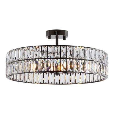 RO Gunmetal Crystal Round Close to Ceiling Light