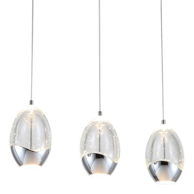 Tear 3 Light Chrome 3CCT LED Linear Cluster Pendant