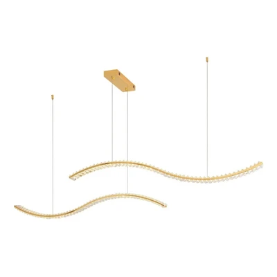Wave Duo Light Clear Crystal Gold 3CCT LED Pendant