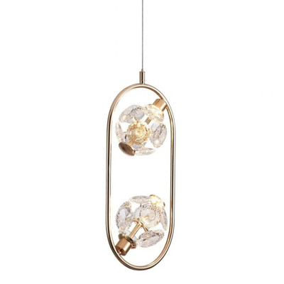 Jolie Flower Crystals Gold Oval LED Pendant Light