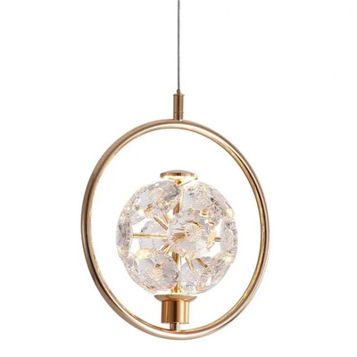 Jolie Flower Crystals Gold Ring LED Pendant Light