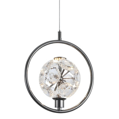 Jolie Flower Crystals Gunmetal Ring LED Pendant Light