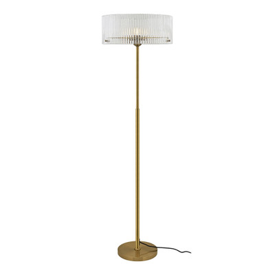 Armadale Ribbed Drum Glass Floor Lamp - Gold