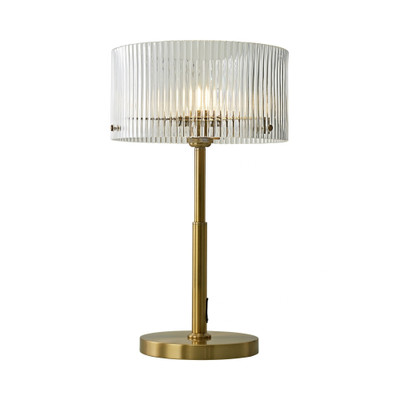 Armadale Ribbed Drum Glass Table Lamp - Gold