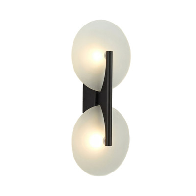 Kintore Twin Light White Glass Wall Lamp - Black