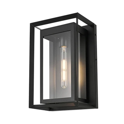Lanark IP44 Solo Light Box Lantern Wall Lamp - Black