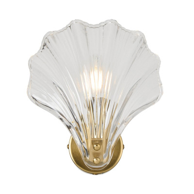 Thasos Clear Glass Shell Wall Light - Brass