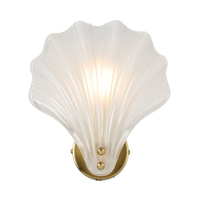 Thasos Frosted Glass Shell Wall Light - Brass